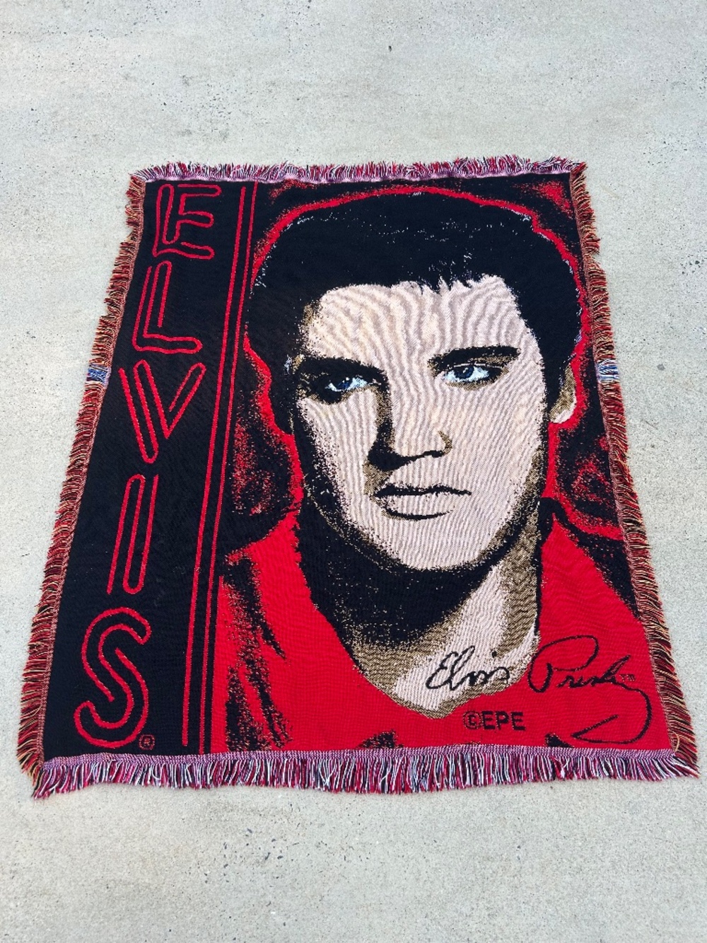 Vintage Elvis Presley Knit Blanket Throw